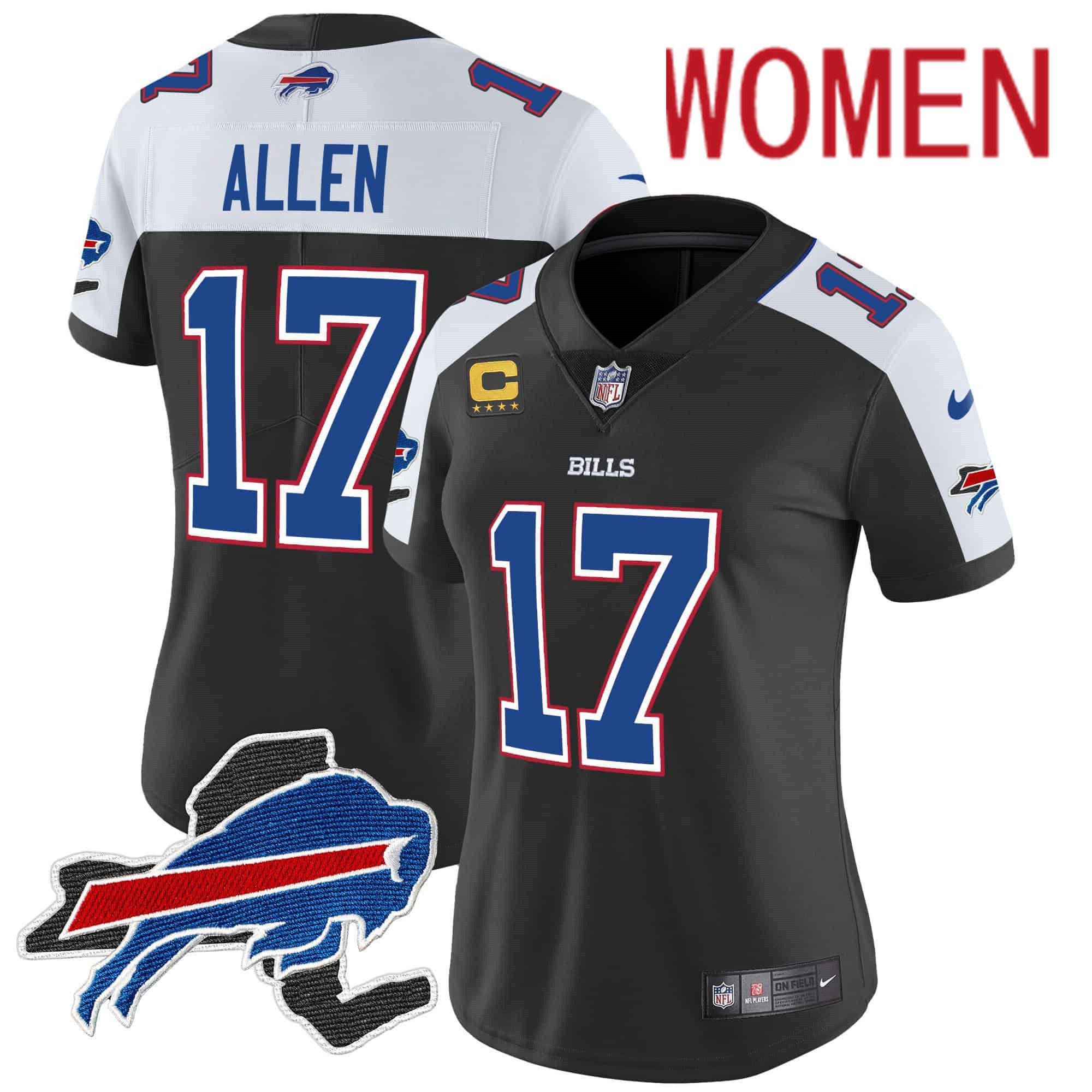 Women Buffalo Bills #17 Allen Black 2024 Nike Patch Vapor Limited NFL Jersey
